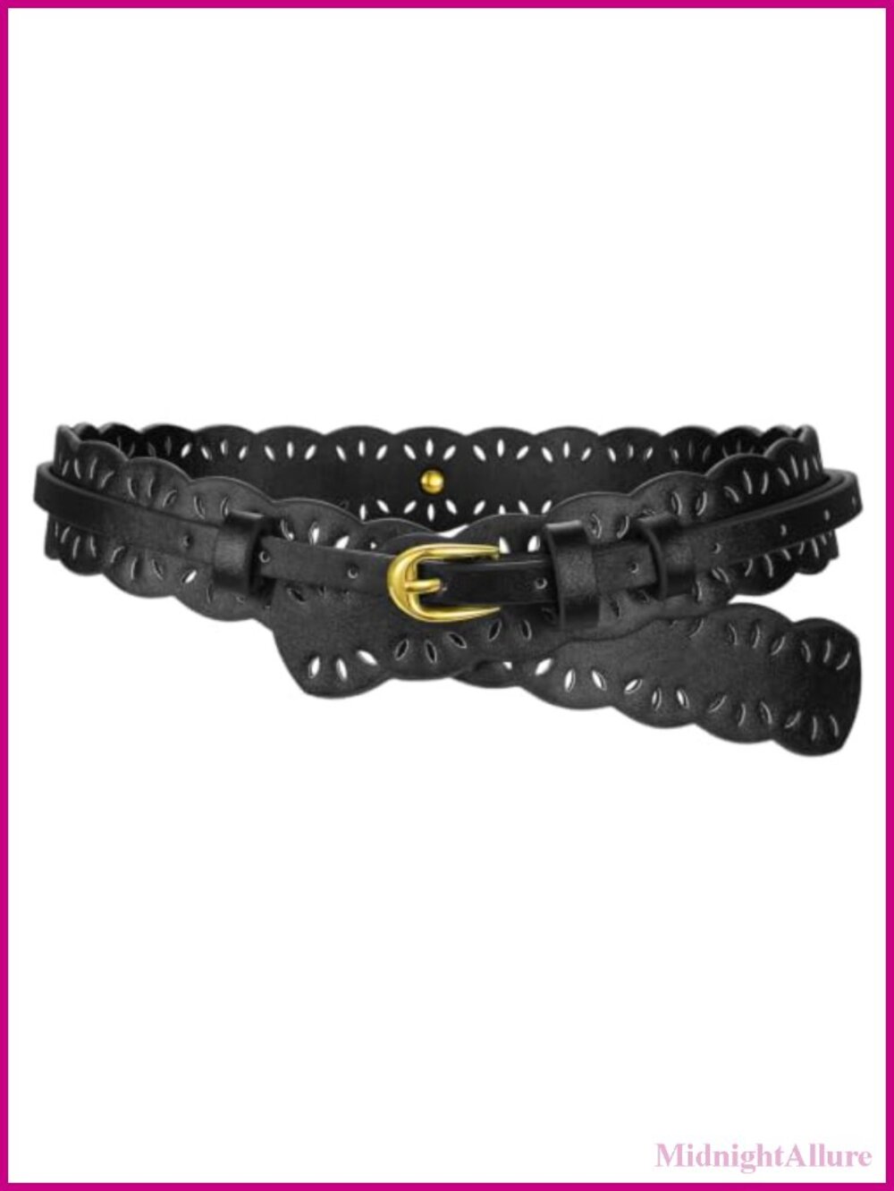 Wide PU Leather Belt Women Dresses Detachable 2-in-1 Hollow Floral Waist Belt